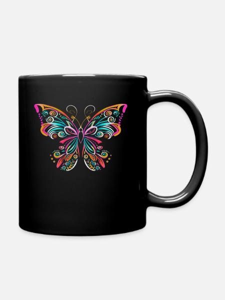 Schmetterling Butterfly Farbenfroh - Tasse einfarbig - Schwarz