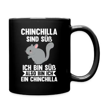 Chinchilla sind süß ich bin süß also bin ich ein C - Tasse einfarbig - Schwarz - Rechts