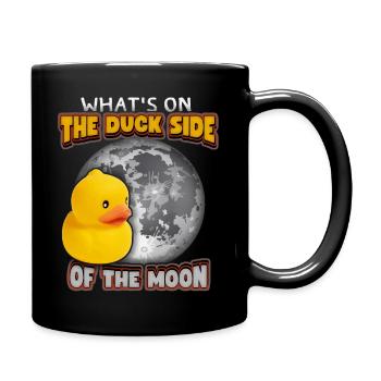 Comic Ente, Gummiente lustiger Spruch mit Mond - Tasse einfarbig - Schwarz - Rechts
