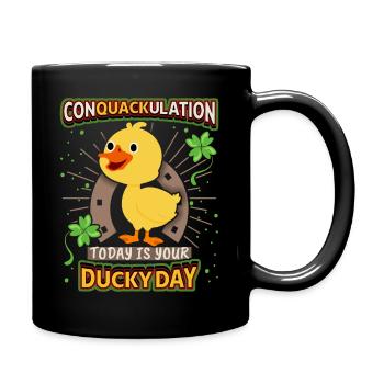 Comic Duck, Funny Saying, Pun - Full Colour Mug - black - Right