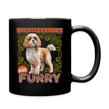 Cavapoo dog vintage illustration, funny saying - Full Colour Mug - black - Right