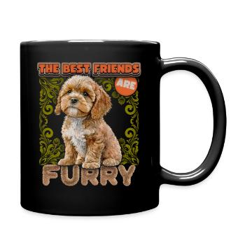 Cavapoo puppy, vintage watercolor, dog, saying - Full Colour Mug - black - Right