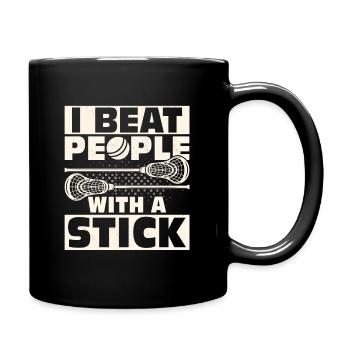 I Beat People With A Stick Lacrosse Player - Tasse einfarbig - Schwarz - Rechts
