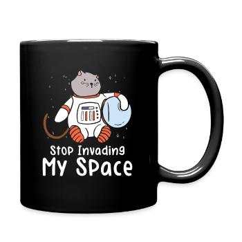 Space Purring Cat Astronaut Cat Lover Spaceship - Full Colour Mug - black - Right