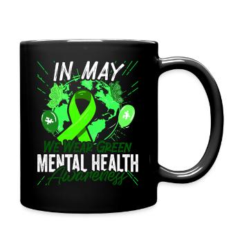 We Wear Lime Green Rainbow For Mental Health Aware - Full Colour Mug - black - Right
