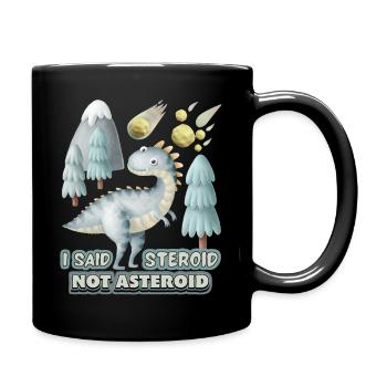 Drôle de dinosaure 3D, disant avec un astéroïde - Mug uni - noir - Droite