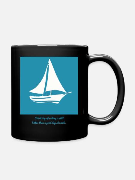 Sailboat - for relaxing days on the water! - Full Colour Mug - black