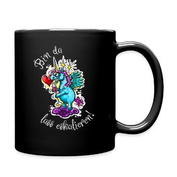 Einhorn Eskalation Unicorn - Tasse einfarbig - Schwarz - Rechts