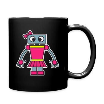 Roboter Mädchen Spaß Niedliches Kleid Girly Roboter Robotik - Tasse einfarbig - Schwarz - Rechts