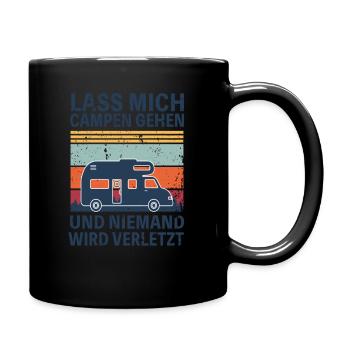 Camping Camper Wohnwagen lustiger Spruch Humor - Tasse einfarbig - Schwarz - Rechts