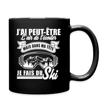 dans ma tête je fais du ski 1 - Mug uni - noir - Droite