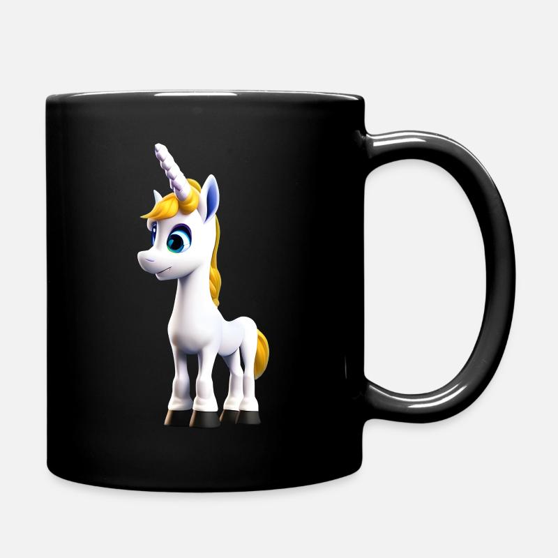 weißes Einhorn mit goldenem Haar - Tasse einfarbig - Schwarz