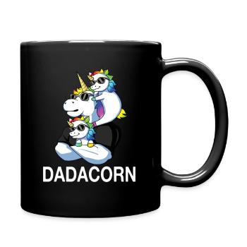 Dadacorn Einhorn Vater von 2 Kindern Vatertag - Tasse einfarbig - Schwarz - Rechts