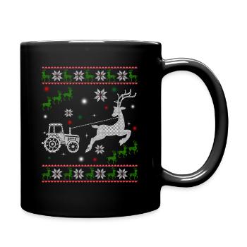 Reindeer Farmer Tractor Design Christmas Tree Farm - Tasse einfarbig - Schwarz - Rechts
