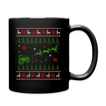 Reindeer Farmer Tractor Design Christmas Tree Farm - Tasse einfarbig - Schwarz - Rechts