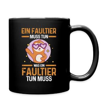 Faultier - Tasse einfarbig - Schwarz - Rechts