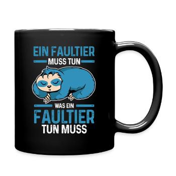 Faultier - Tasse einfarbig - Schwarz - Rechts