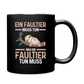 Faultier - Tasse einfarbig - Schwarz - Rechts