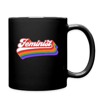 Feminist - Retro Vintage Rainbow 70's Feminism - Full Colour Mug - black - Right