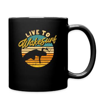Live To Wakesurf Funny Wake Surf Jump Water Wake - Full Colour Mug - black - Right