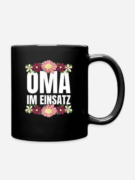 Oma im Einsatz - Tasse einfarbig - Schwarz