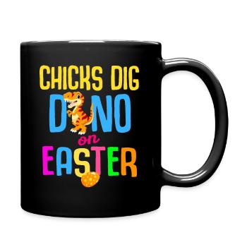 Easter T-rex Dinosaur Rabbit Easter Holiday - Full Colour Mug - black - Right