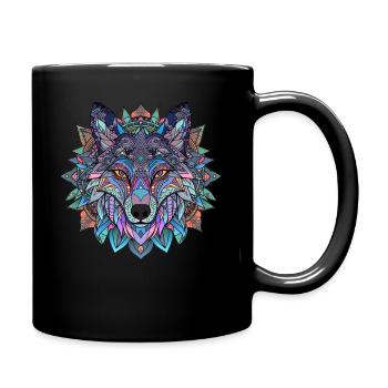 Loup Géométrique Mandala ColorFull - Mug uni - noir - Droite