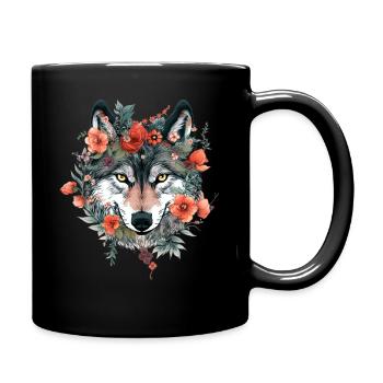 Floral Loup Fleur Sauvage Couleur Vintage - Mug uni - noir - Droite