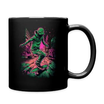 Cooler Skater Skateboard - Tasse einfarbig - Schwarz - Rechts