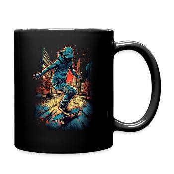 Cooler Skater Skateboard - Tasse einfarbig - Schwarz - Rechts