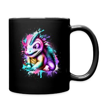 Drache Bunt - Tasse einfarbig - Schwarz - Rechts
