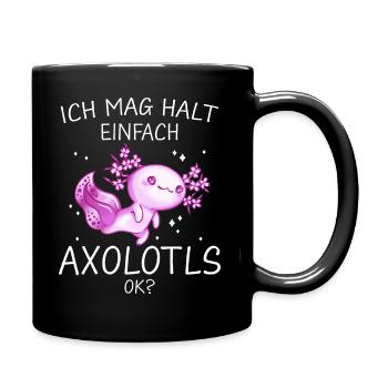 Axolotl Schwanzlurch Axolotls - Tasse einfarbig - Schwarz - Rechts