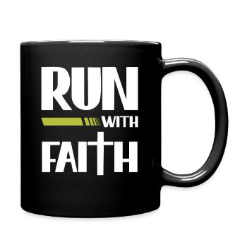 Laufen Mit Glauben Christlicher Läufer Glaube - Tasse einfarbig - Schwarz - Rechts