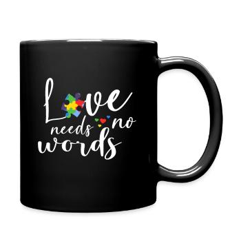 Love Needs No Words Autistic Puzzle Autism - Full Colour Mug - black - Right
