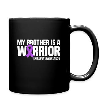 Mein Bruder ist ein Krieger Purple Ribbon Epilepsie - Tasse einfarbig - Schwarz - Rechts