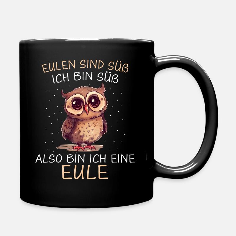 Nachteule Eule Eulen Vogel - Tasse einfarbig - Schwarz