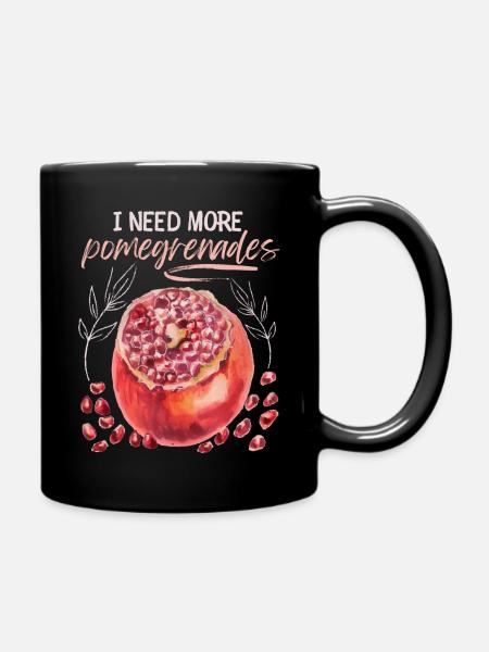 Granatapfel Illustration, Aquarell, Spruch - Tasse einfarbig - Schwarz