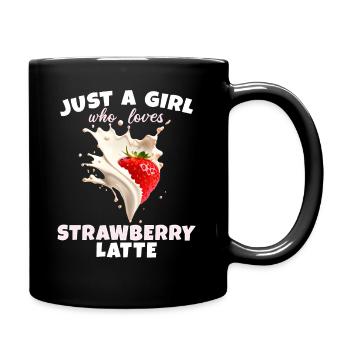 Strawberry Latte Girl Loves Coffee Coffee - Full Colour Mug - black - Right