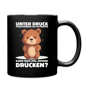 Unter Druck Funktioniere ich am Besten Teddybär - Tasse einfarbig - Schwarz - Rechts