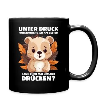 Unter Druck Funktioniere ich am Besten Teddybär - Tasse einfarbig - Schwarz - Rechts