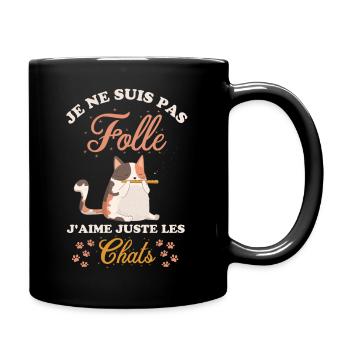 Je ne suis pas folle j aime les chats - Mug uni - noir - Droite