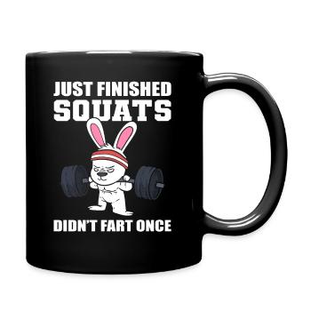 Lustiges Hasen -Training Fitnesstrainer - Tasse einfarbig - Schwarz - Rechts