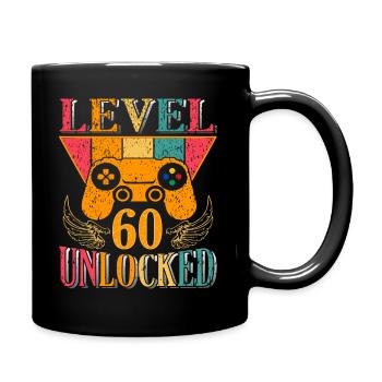 Level 60 Freigeschalteter Geburtstagsspieler 60 - Tasse einfarbig - Schwarz - Rechts