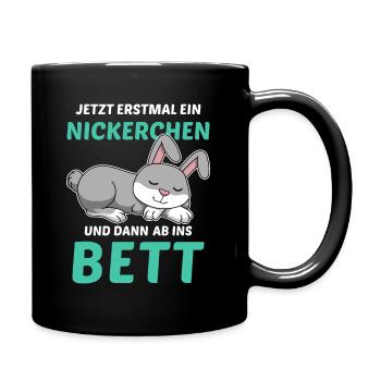 Schlafmütze Faulenzen Schlafen Pyjama Hase - Tasse einfarbig - Schwarz - Rechts