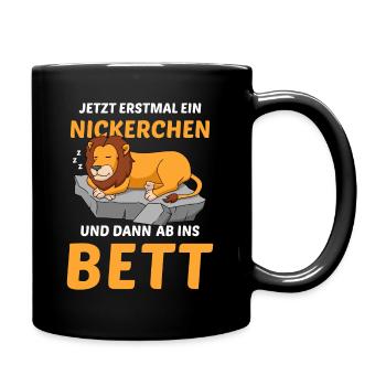 Schlafmütze Faulenzen Schlafen Pyjama Löwe - Tasse einfarbig - Schwarz - Rechts