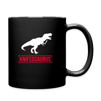 Knifosaurus Knifeaholic Messer Sammler Messer - Tasse einfarbig - Schwarz - Rechts