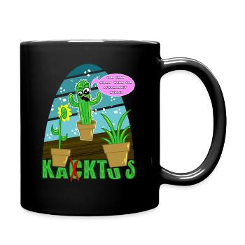 Kaktus Ka(c)ktus Kakteen Pflanzen Cartoon Stuhlgan - Tasse einfarbig - Schwarz - Rechts