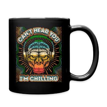 Drôle de singe gorille avec des écouteurs effrayant - Mug uni - noir - Droite