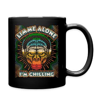 Singe avec des écouteurs Gorilla Monkey, Chilling Dicton - Mug uni - noir - Droite