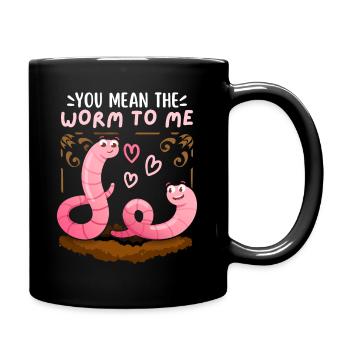 Worms in love Valentine's Day funny saying, Pun - Full Colour Mug - black - Right